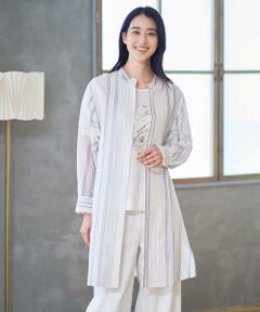 CHRISTIAN AUJARD / クリスチャン・オジャール シャツ・ブラウス | ドビーストライプロングブラウス