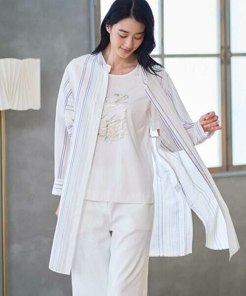 CHRISTIAN AUJARD / クリスチャン・オジャール シャツ・ブラウス | ドビーストライプロングブラウス | 詳細1