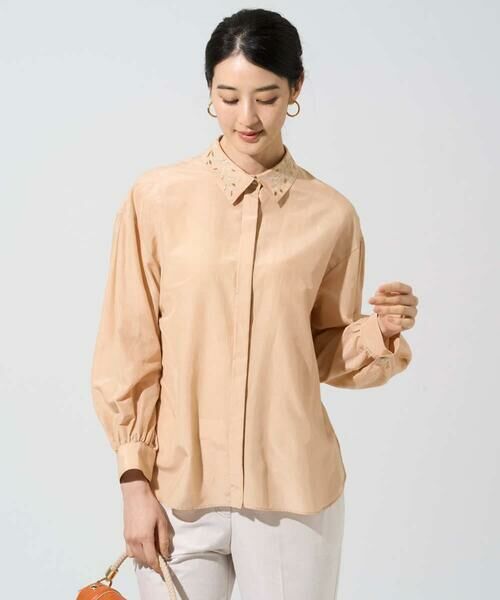 CHRISTIAN AUJARD / クリスチャン・オジャール シャツ・ブラウス | ウォッシャブルシルク刺繍ブラウス | 詳細1