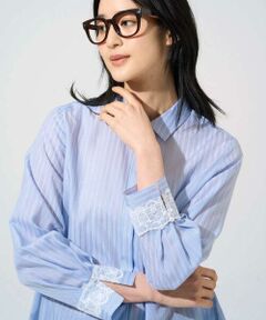 CHRISTIAN AUJARD / クリスチャン・オジャール シャツ・ブラウス | 袖レースストライプブラウス