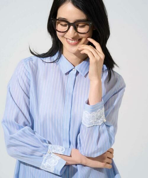 CHRISTIAN AUJARD / クリスチャン・オジャール シャツ・ブラウス | 袖レースストライプブラウス | 詳細11