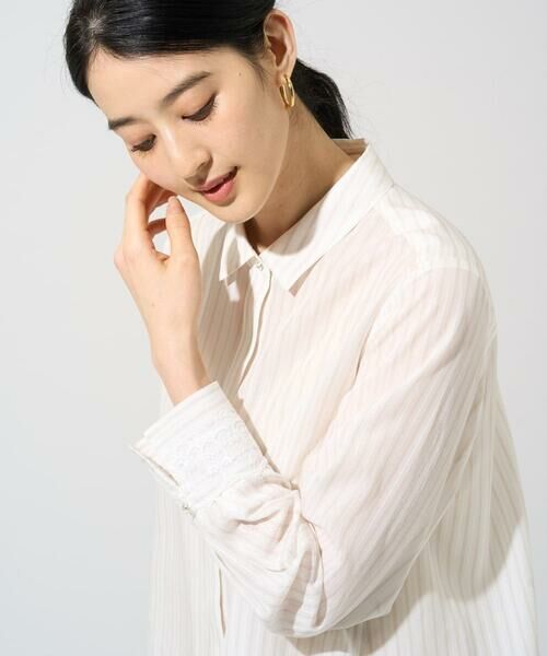 CHRISTIAN AUJARD / クリスチャン・オジャール シャツ・ブラウス | 袖レースストライプブラウス | 詳細14