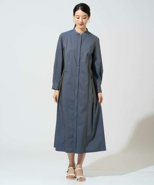 CHRISTIAN AUJARD / クリスチャン・オジャール ロング・マキシ丈ワンピース | バンドカラーシャツワンピース（ブルー）