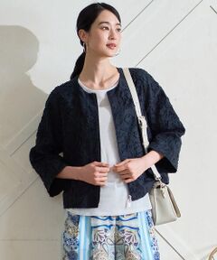 CHRISTIAN AUJARD / クリスチャン・オジャール ノーカラージャケット | [セットアップ対応]フラワーカットジャカードジャケット