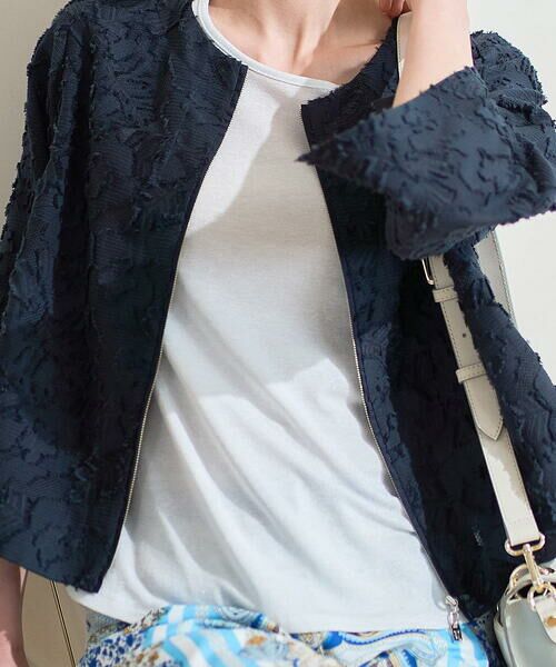 CHRISTIAN AUJARD / クリスチャン・オジャール ノーカラージャケット | [セットアップ対応]フラワーカットジャカードジャケット | 詳細5