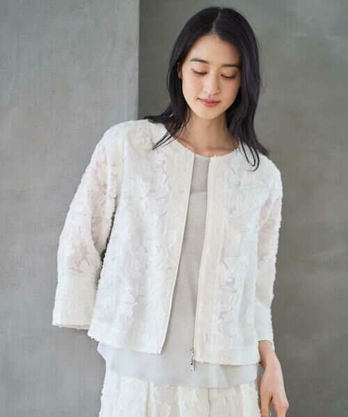 CHRISTIAN AUJARD / クリスチャン・オジャール ノーカラージャケット | [セットアップ対応]フラワーカットジャカードジャケット | 詳細11