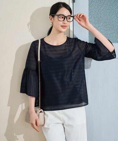 CHRISTIAN AUJARD / クリスチャン・オジャール カットソー | シアーボーダーカットソー（ネイビー）