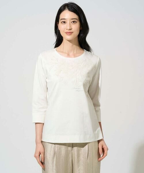 CHRISTIAN AUJARD / クリスチャン・オジャール カットソー | フラワー刺繍カットソー（アイボリー）