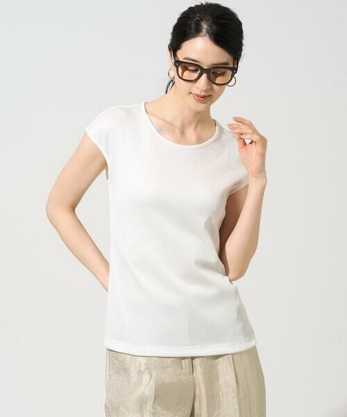 CHRISTIAN AUJARD / クリスチャン・オジャール カットソー | フレンチスリーブリブカットソー（ホワイト）