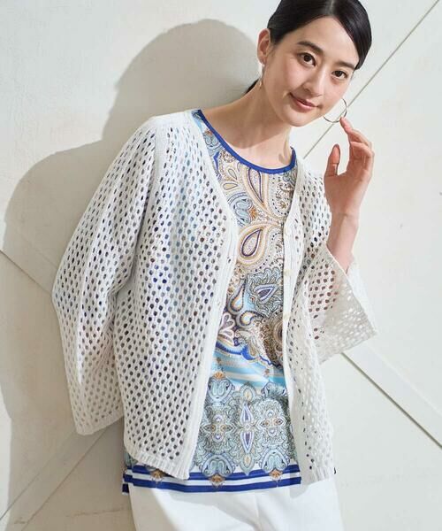 CHRISTIAN AUJARD / クリスチャン・オジャール カーディガン・ボレロ | リネンライクニットカーディガン（ホワイト）