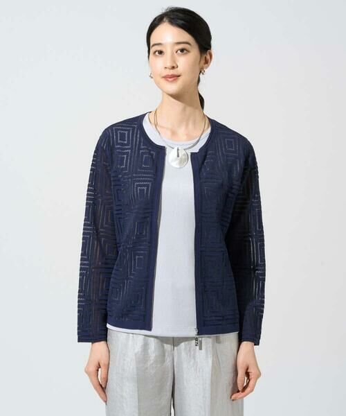 CHRISTIAN AUJARD / クリスチャン・オジャール セットアップ | スクエアージャカード羽織り（ネイビー）