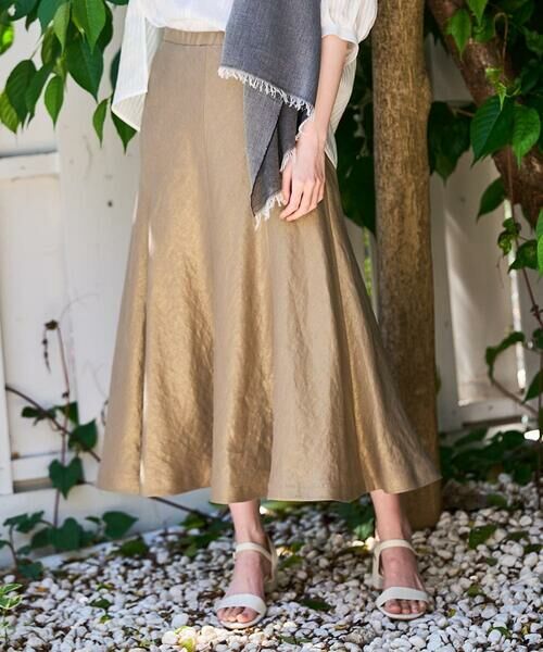 CHRISTIAN AUJARD / クリスチャン・オジャール ロング・マキシ丈スカート | シャイニーリネンフレアスカート | 詳細1