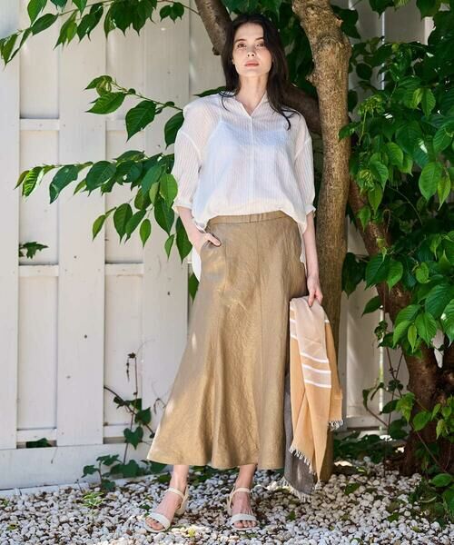 CHRISTIAN AUJARD / クリスチャン・オジャール ロング・マキシ丈スカート | シャイニーリネンフレアスカート | 詳細6