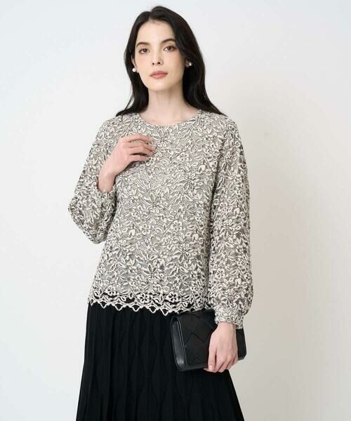 CHRISTIAN AUJARD Lサイズ / クリスチャン・オジャール　エルサイズ シャツ・ブラウス | 【大きいサイズ】フラワーモールレースブラウス | 詳細12