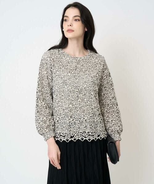 CHRISTIAN AUJARD Lサイズ / クリスチャン・オジャール　エルサイズ シャツ・ブラウス | 【大きいサイズ】フラワーモールレースブラウス | 詳細13