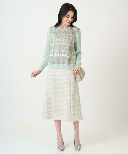 CHRISTIAN AUJARD Lサイズ / クリスチャン・オジャール　エルサイズ ニット・セーター | 【大きいサイズ/アンサンブル対応】レーシーオーナメントプリントトップス | 詳細11