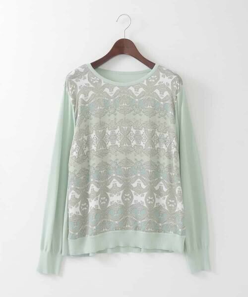 CHRISTIAN AUJARD Lサイズ / クリスチャン・オジャール　エルサイズ ニット・セーター | 【大きいサイズ/アンサンブル対応】レーシーオーナメントプリントトップス | 詳細2