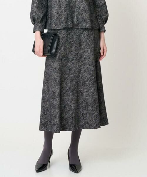 CHRISTIAN AUJARD Lサイズ / クリスチャン・オジャール　エルサイズ ロング・マキシ丈スカート | 【大きいサイズ/セットアップ対応】ラメジャージースカート（ブラック）