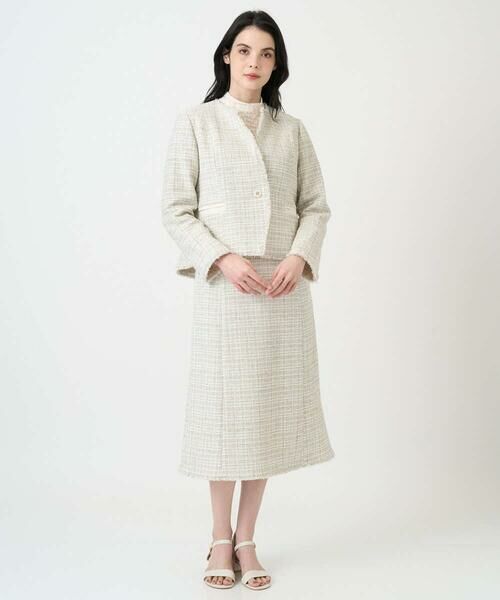 CHRISTIAN AUJARD Lサイズ / クリスチャン・オジャール　エルサイズ ノーカラージャケット | 【大きいサイズ】シャイニーツィードジャケット | 詳細18