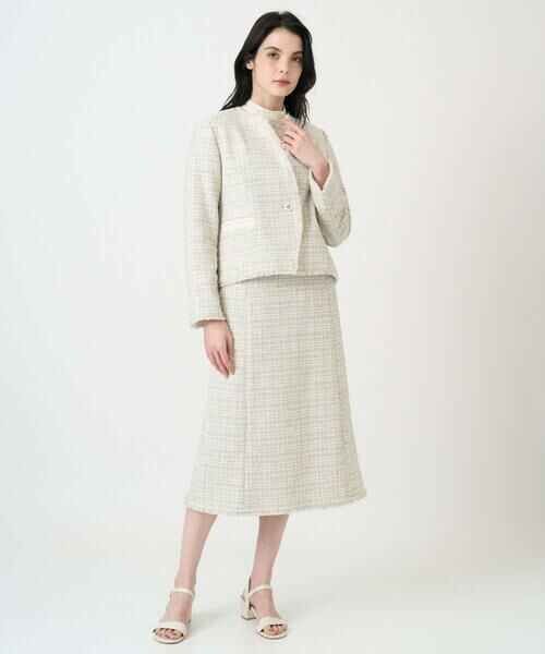 CHRISTIAN AUJARD Lサイズ / クリスチャン・オジャール　エルサイズ ノーカラージャケット | 【大きいサイズ】シャイニーツィードジャケット | 詳細19