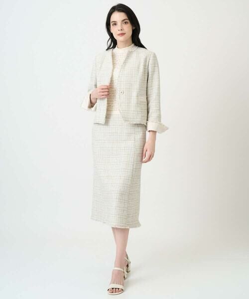 CHRISTIAN AUJARD Lサイズ / クリスチャン・オジャール　エルサイズ ノーカラージャケット | 【大きいサイズ】シャイニーツィードジャケット | 詳細21