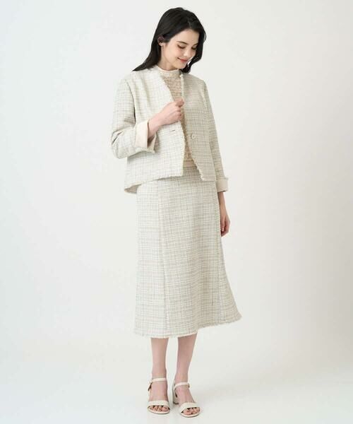 CHRISTIAN AUJARD Lサイズ / クリスチャン・オジャール　エルサイズ ノーカラージャケット | 【大きいサイズ】シャイニーツィードジャケット | 詳細22