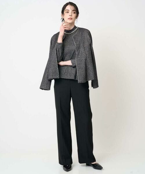 CHRISTIAN AUJARD Lサイズ / クリスチャン・オジャール　エルサイズ ノーカラージャケット | 【大きいサイズ/セットアップ対応】ラメジャージー羽織り | 詳細10