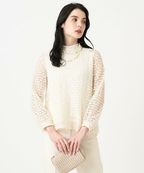 CHRISTIAN AUJARD Lサイズ / クリスチャン・オジャール　エルサイズ カットソー | 【大きいサイズ】フラワーチュールレースカットソー（アイボリー）