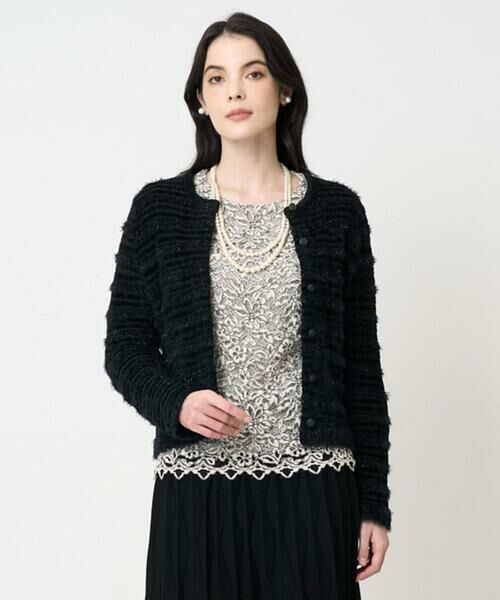 CHRISTIAN AUJARD Lサイズ / クリスチャン・オジャール　エルサイズ セットアップ | 【大きいサイズ】ファンシーツイードニットジャケット（ブラック）