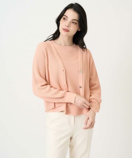 CHRISTIAN AUJARD Lサイズ / クリスチャン・オジャール　エルサイズ カーディガン・ボレロ | 【大きいサイズ/アンサンブル対応】ホールガーメントニットカーディガン（サーモンピンク）
