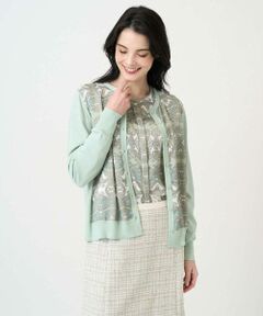 CHRISTIAN AUJARD Lサイズ / クリスチャン・オジャール　エルサイズ カーディガン・ボレロ | 【大きいサイズ/アンサンブル対応】レーシーオーナメントプリントカーディガン