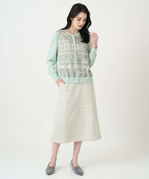 CHRISTIAN AUJARD Lサイズ / クリスチャン・オジャール　エルサイズ カーディガン・ボレロ | 【大きいサイズ/アンサンブル対応】レーシーオーナメントプリントカーディガン | 詳細13