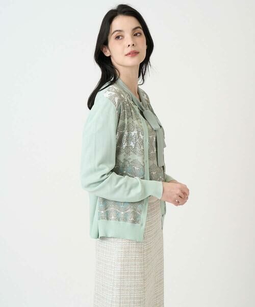 CHRISTIAN AUJARD Lサイズ / クリスチャン・オジャール　エルサイズ カーディガン・ボレロ | 【大きいサイズ/アンサンブル対応】レーシーオーナメントプリントカーディガン | 詳細5