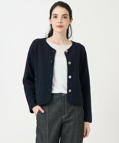 CHRISTIAN AUJARD Lサイズ / クリスチャン・オジャール　エルサイズ ノーカラージャケット | 【大きいサイズ】ツィーディーニットジャケット