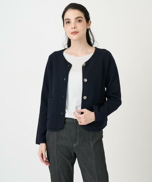 CHRISTIAN AUJARD Lサイズ / クリスチャン・オジャール　エルサイズ ノーカラージャケット | 【大きいサイズ】ツィーディーニットジャケット | 詳細1