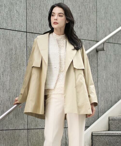 CHRISTIAN AUJARD Lサイズ / クリスチャン・オジャール　エルサイズ トレンチコート | 【大きいサイズ/ライナー付】デザインハーフコート（ベージュ）