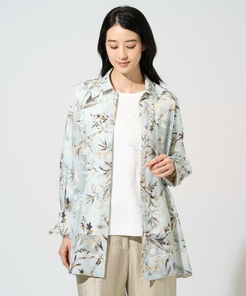 CHRISTIAN AUJARD Lサイズ / クリスチャン・オジャール　エルサイズ シャツ・ブラウス | 【大きいサイズ】フラワープリントシアーブラウス | 詳細1