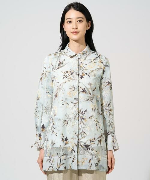 CHRISTIAN AUJARD Lサイズ / クリスチャン・オジャール　エルサイズ シャツ・ブラウス | 【大きいサイズ】フラワープリントシアーブラウス | 詳細2