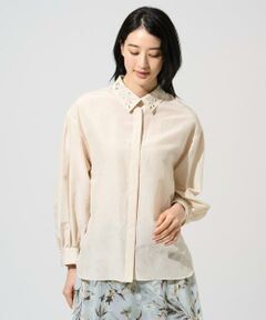 CHRISTIAN AUJARD Lサイズ / クリスチャン・オジャール　エルサイズ シャツ・ブラウス | 【大きいサイズ】ウォッシャブルシルク刺繍ブラウス