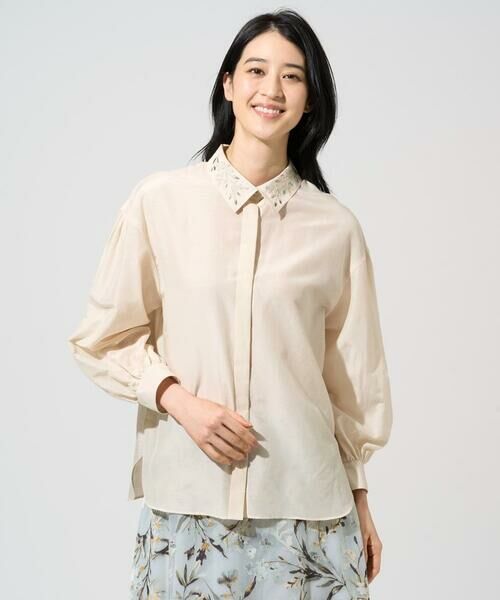 CHRISTIAN AUJARD Lサイズ / クリスチャン・オジャール　エルサイズ シャツ・ブラウス | 【大きいサイズ】ウォッシャブルシルク刺繍ブラウス | 詳細6