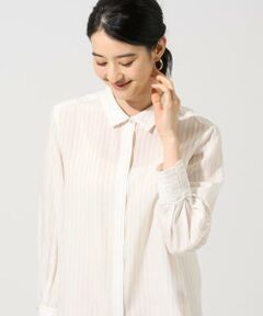 CHRISTIAN AUJARD Lサイズ / クリスチャン・オジャール　エルサイズ シャツ・ブラウス | 【大きいサイズ】袖レースストライプブラウス