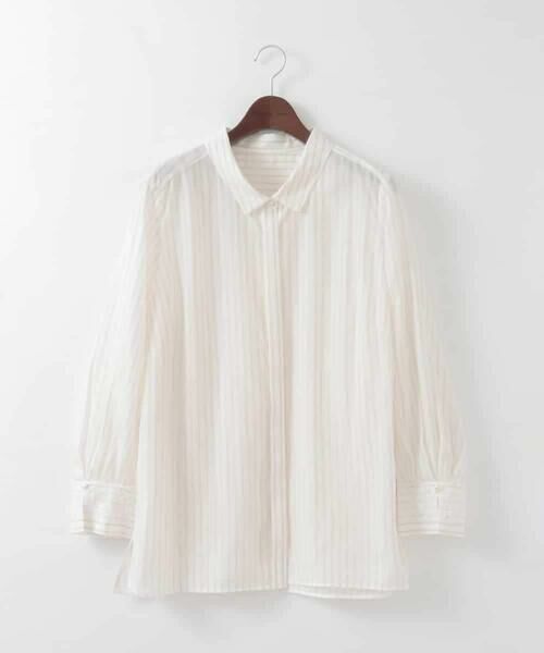 CHRISTIAN AUJARD Lサイズ / クリスチャン・オジャール　エルサイズ シャツ・ブラウス | 【大きいサイズ】袖レースストライプブラウス | 詳細3