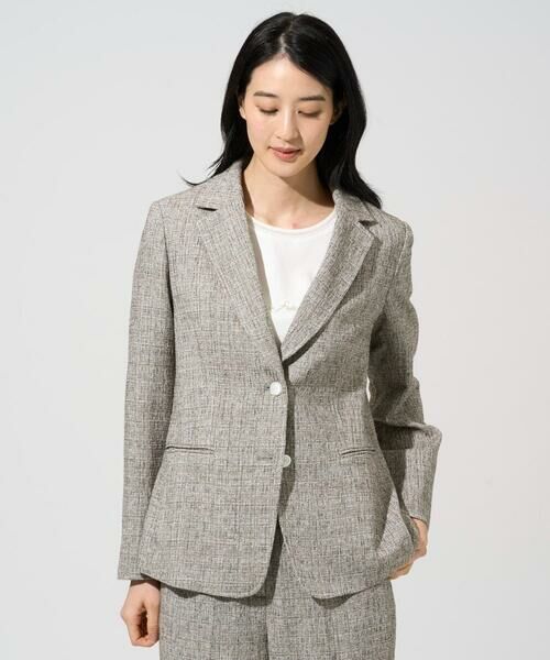 CHRISTIAN AUJARD Lサイズ / クリスチャン・オジャール　エルサイズ テーラードジャケット | 【大きいサイズ/セットアップ対応】ラスティックツイードジャケット（ブラウン）