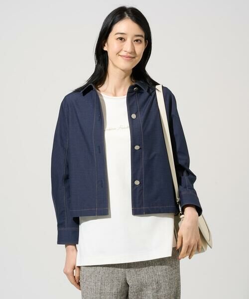 CHRISTIAN AUJARD Lサイズ / クリスチャン・オジャール　エルサイズ セットアップ | 【大きいサイズ/セットアップ対応】ジャージーデニムライクジャケット | 詳細1