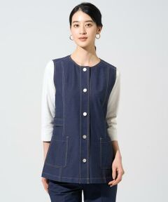CHRISTIAN AUJARD Lサイズ / クリスチャン・オジャール　エルサイズ ベスト | 【大きいサイズ/セットアップ対応】ジャージーデニムライクジレ