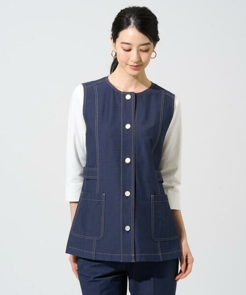 CHRISTIAN AUJARD Lサイズ / クリスチャン・オジャール　エルサイズ ベスト | 【大きいサイズ/セットアップ対応】ジャージーデニムライクジレ | 詳細1