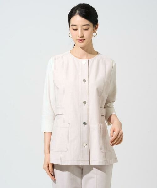 CHRISTIAN AUJARD Lサイズ / クリスチャン・オジャール　エルサイズ ベスト | 【大きいサイズ/セットアップ対応】ジャージーデニムライクジレ（ベージュ）