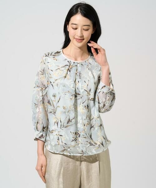 CHRISTIAN AUJARD Lサイズ / クリスチャン・オジャール　エルサイズ カットソー | 【大きいサイズ/セットアップ対応】フラワープリントシアーカットソー | 詳細1