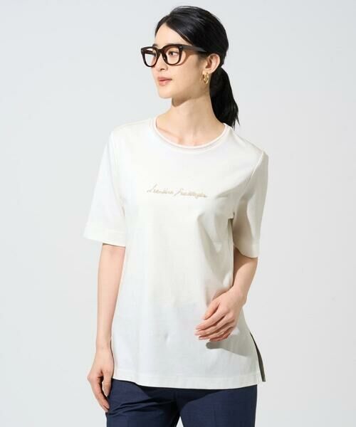 CHRISTIAN AUJARD Lサイズ / クリスチャン・オジャール　エルサイズ カットソー | 【大きいサイズ】ビジューロゴカットソー（アイボリー）