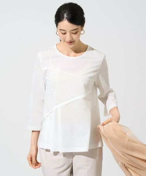 CHRISTIAN AUJARD Lサイズ / クリスチャン・オジャール　エルサイズ カットソー | 【大きいサイズ】アシンメトリーフレアートップス（ホワイト）